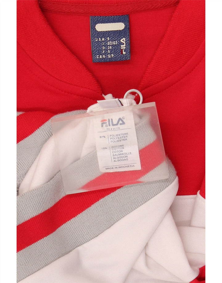 Fila Veste de survêtement courte pour femme UK 10 Small Rouge Colourblock Polyester