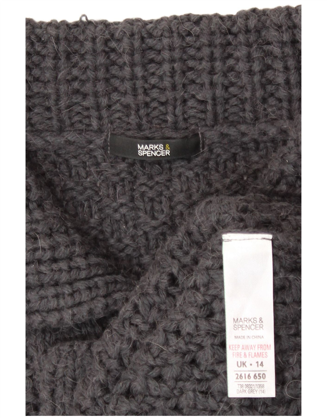 Marks & Spencer Pull Cardigan Femme UK 14 Acrylique Gris Moyen