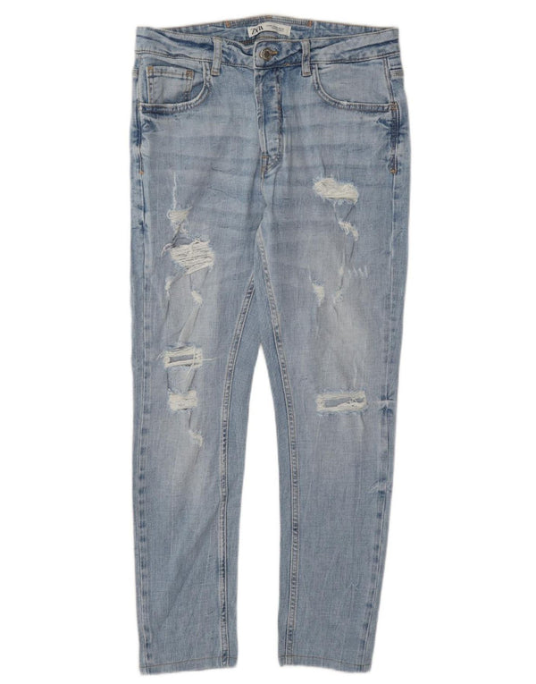 Zara Jean slim vieilli pour homme UE 42 Large W32 L28 Bleu