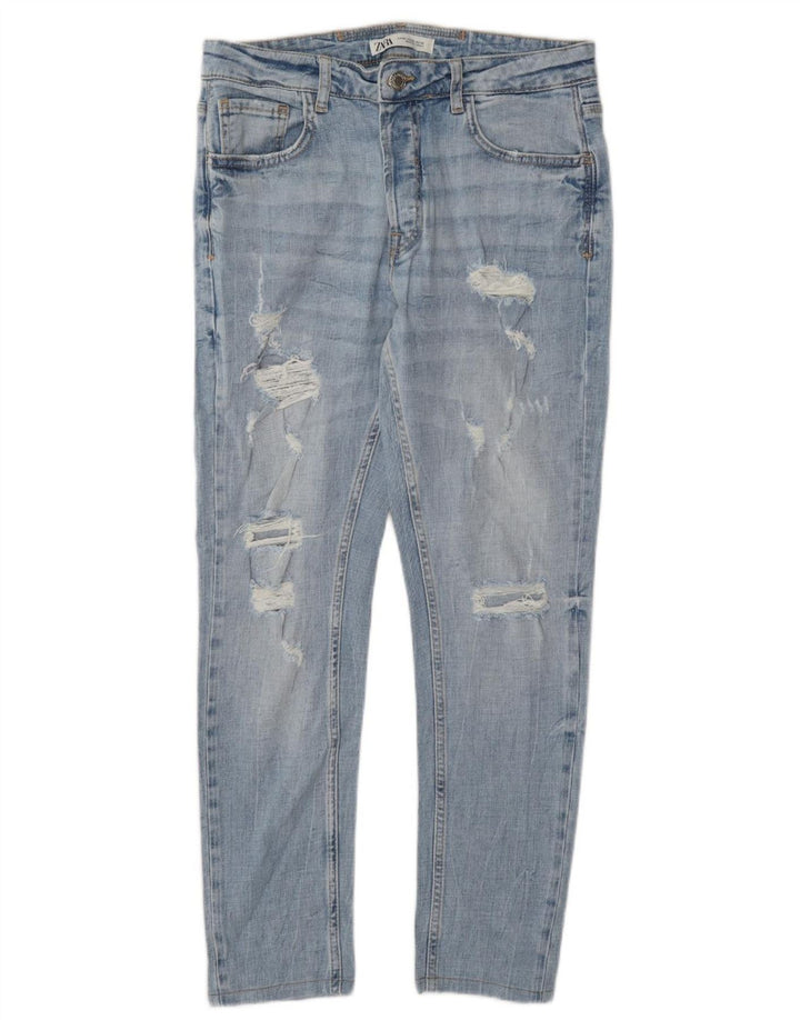 Zara Jean slim vieilli pour homme UE 42 Large W32 L28 Bleu