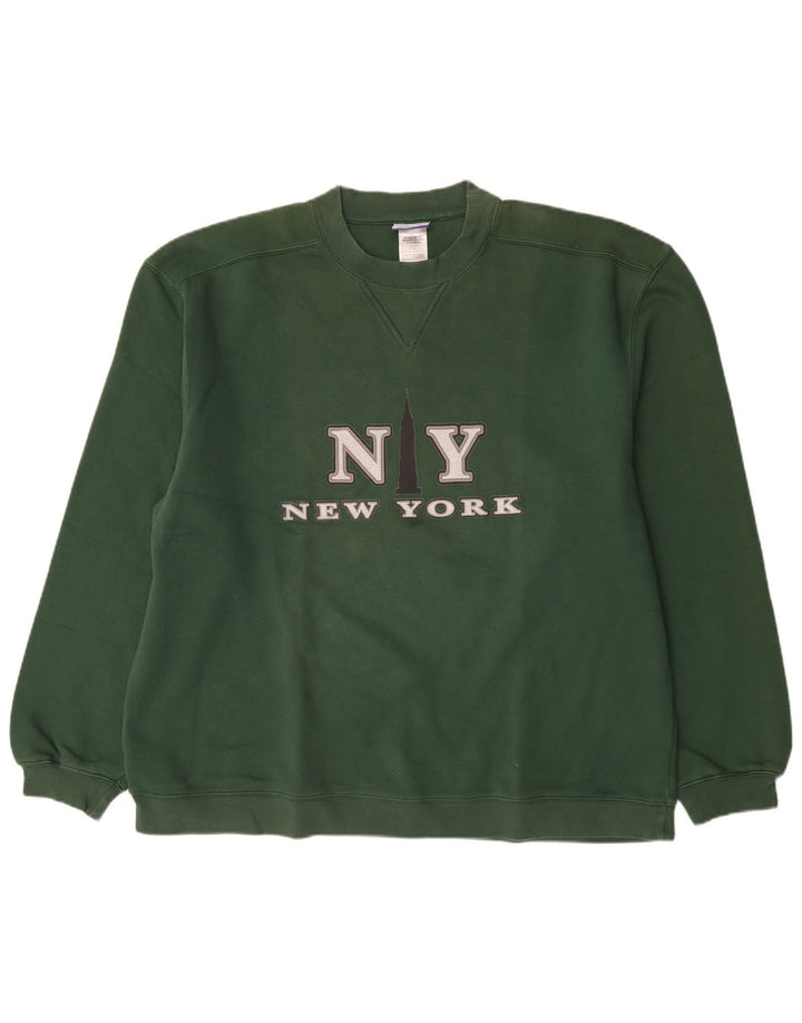 Reebok Sweat-shirt graphique pour homme 2XL Vert Coton