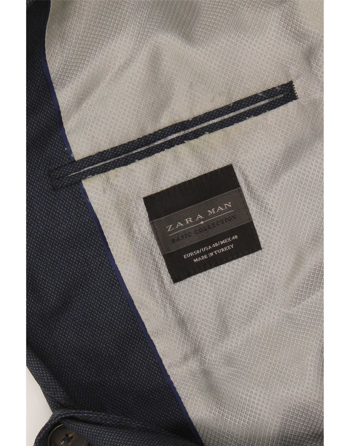 Zara Veste Blazer 2 Boutons Homme EU 50 Bleu Marine Moyen