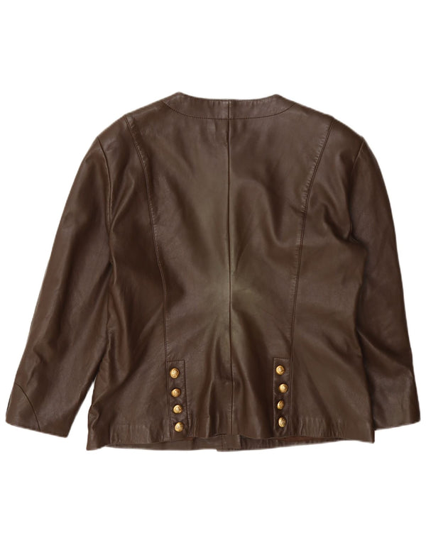 Alba Moda Veste blazer en cuir pour femme UK 14 Marron moyen