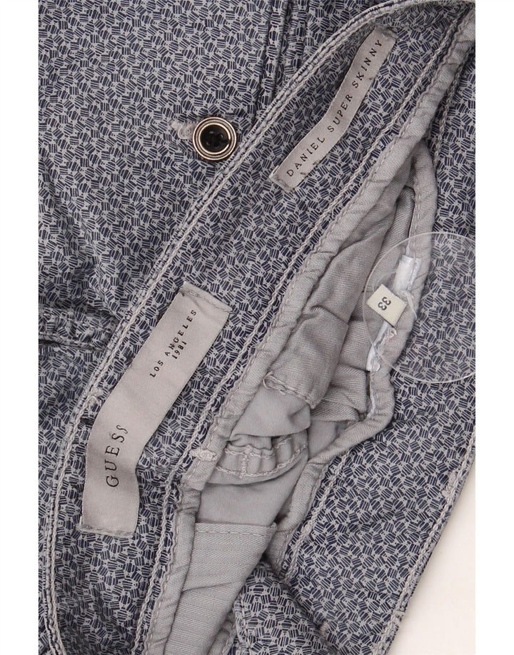 GUESS Pantalon Chino Skinny Daniel Homme W33 L29 Bleu Géométrique