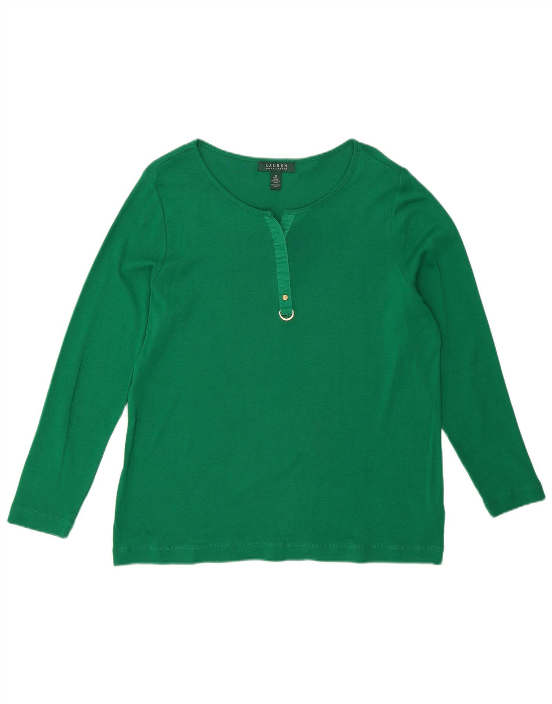 RALPH LAUREN Haut Femme Manches Longues UK 18 XL Coton Vert