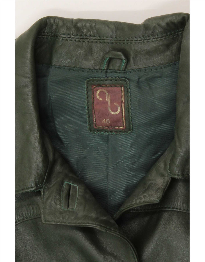veste en cuir femme vintage IT 46 Grand Vert
