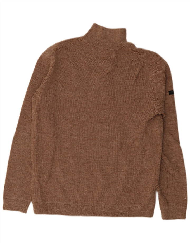 Superdry Pull à col zippé en laine mérinos marron pour homme