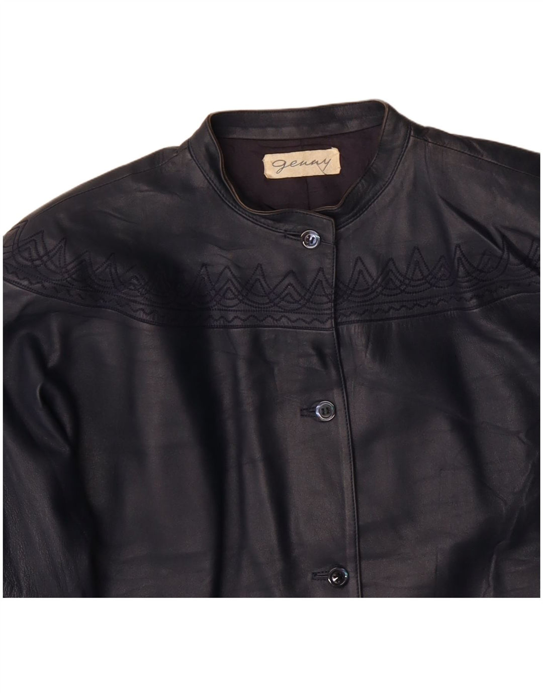 GENNY Veste en cuir surdimensionnée pour femme EU 34 XS Bleu marine