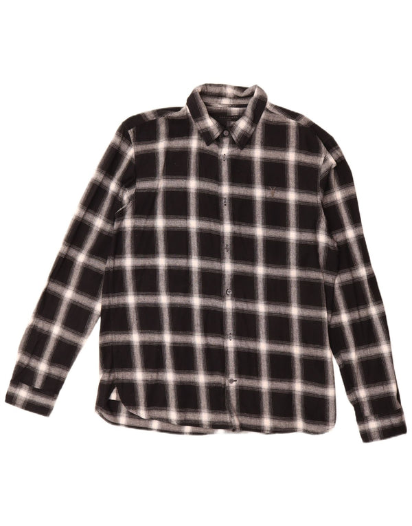 All Saints Chemise Flanelle Homme Grand Carreau Noir Coton