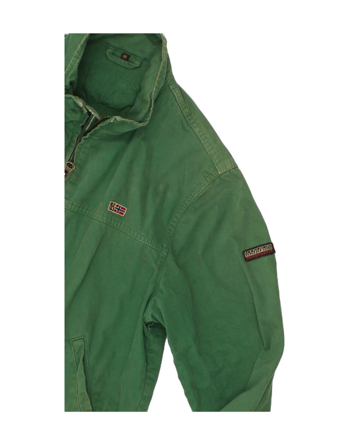 NAPAPIJRI Boys Graphic Bomber Jacket 11-12 Years Green Cotton Vintage Napapijri and Second-Hand Napapijri from Messina Hembry 