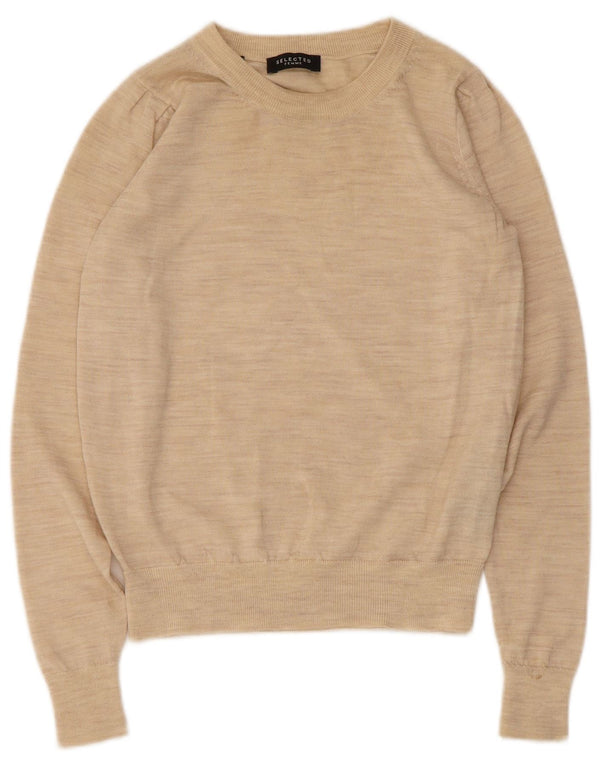Selected Femme Pull Col Bateau Femme UK 6 XS Laine Beige