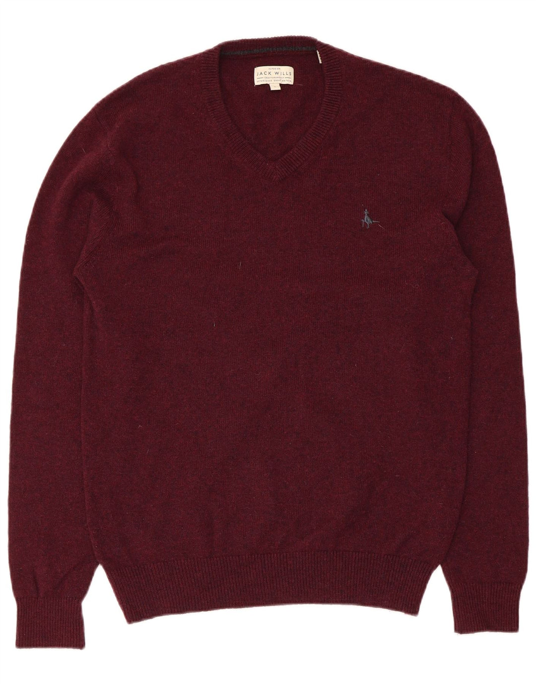 JACK WILLS Pull col en V pour homme en laine mérinos marron