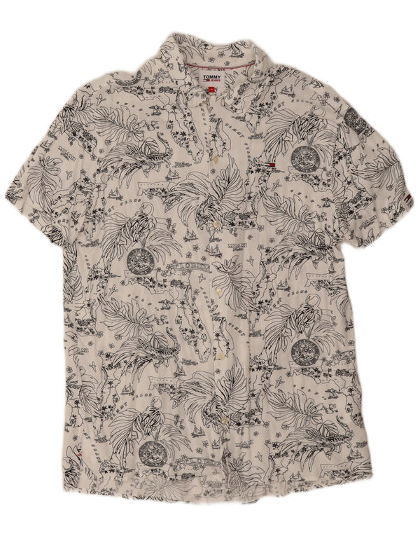 Tommy Hilfiger Chemise à Manches Courtes Miami Homme Blanc Floral Viscose