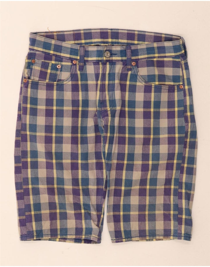 LEVI'S Mens 504 Regular Fit Casual Shorts W30 Medium  Blue Check Cotton Vintage Levi's and Second-Hand Levi's from Messina Hembry 