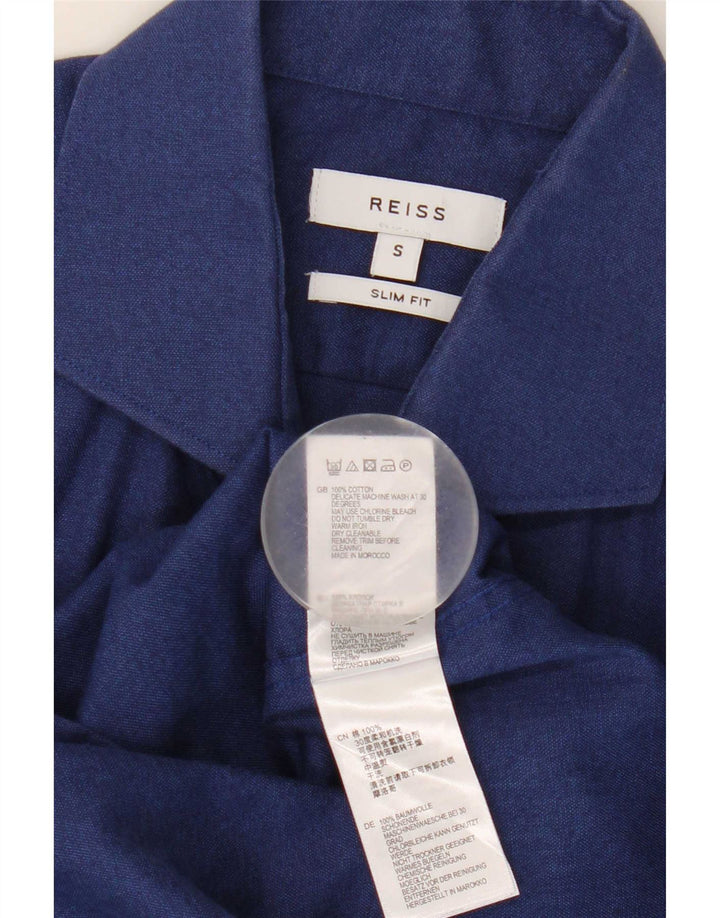Reiss Chemise Slim Fit Petit Bleu Marine Coton Homme