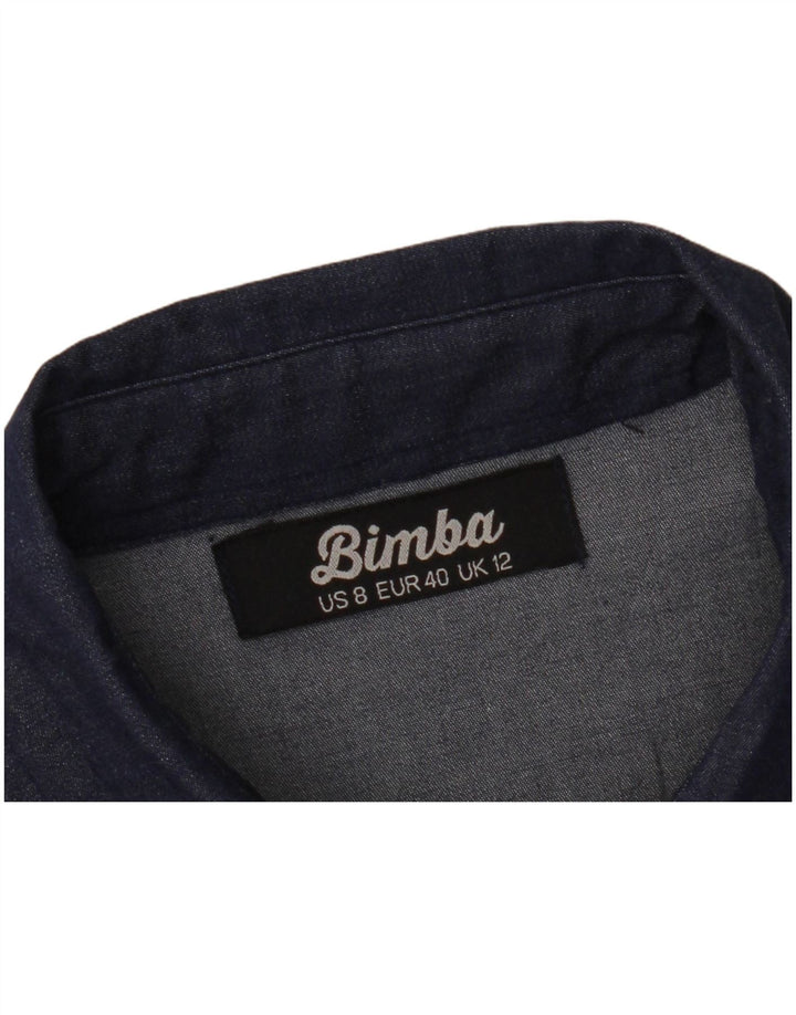 VINTAGE Robe en denim sans manches pour femmes UK 12 Bleu marine moyen