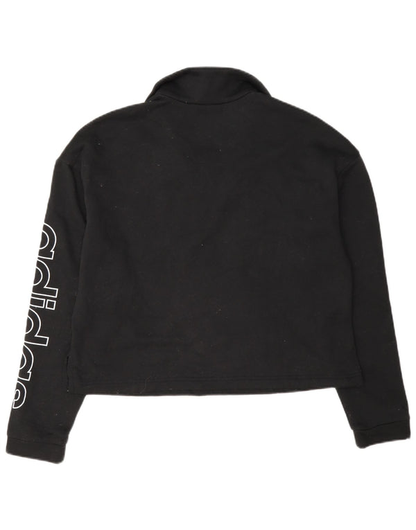 Adidas Sweat-shirt court à col zippé pour femme UK 16/18 Grand Noir