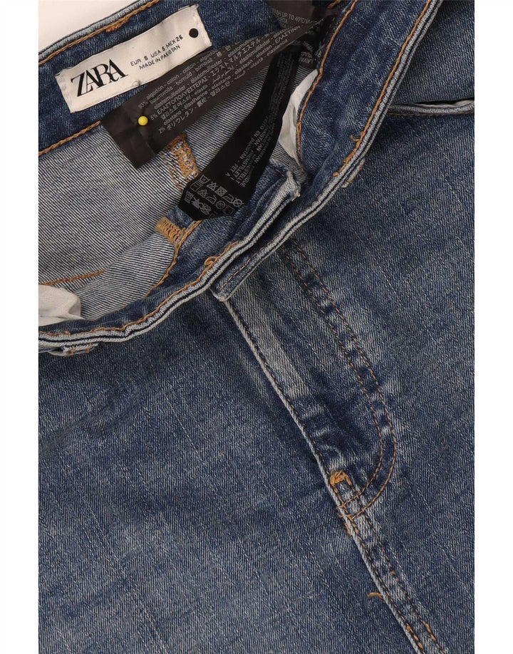 Zara Femme Jupe Midi En Jean Petit W26 Bleu Coton