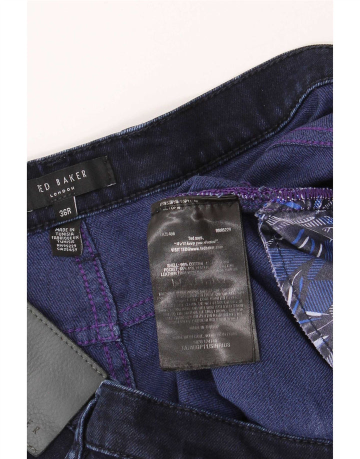 Ted Baker Jean Droit Coupe Regular Homme W36 L31 Bleu Coton