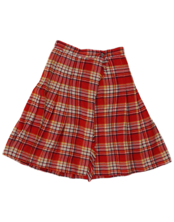 jupe portefeuille plissée femme vintage W24 XS Plaid rouge