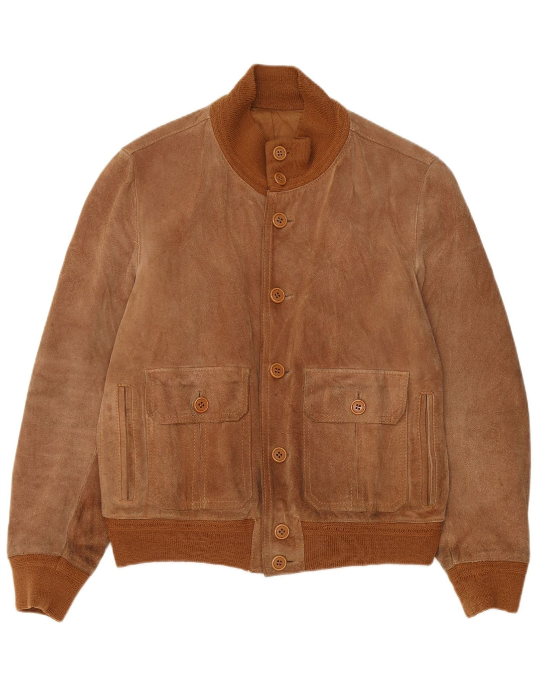 Veste Bomber En Daim Vintage Homme IT 52 XL Cuir Marron