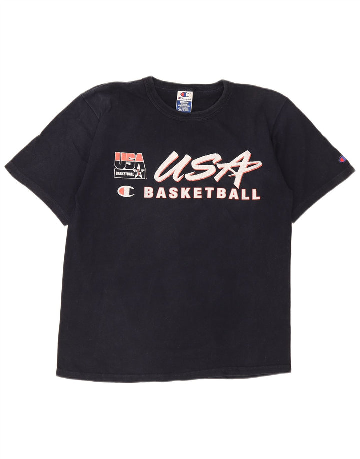 Champion T-Shirt Graphique Homme Bleu Marine Moyen Coton
