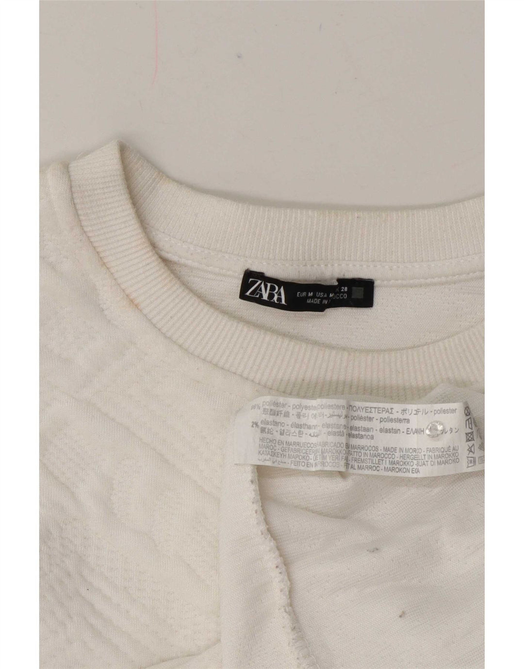 Zara Sweat-shirt coupe décontractée pour femme UK 12 Medium Blanc Géométrique