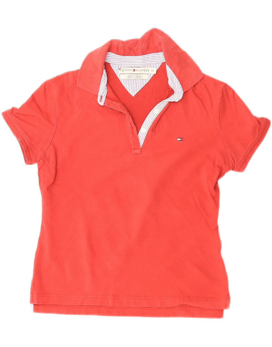 TOMMY HILFIGER Polo Femme UK 10 Petit Coton Rouge