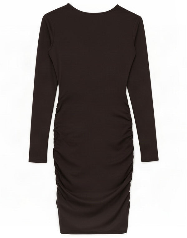 Robe moulante à manches longues vintage pour femme UK 4 XS Noir