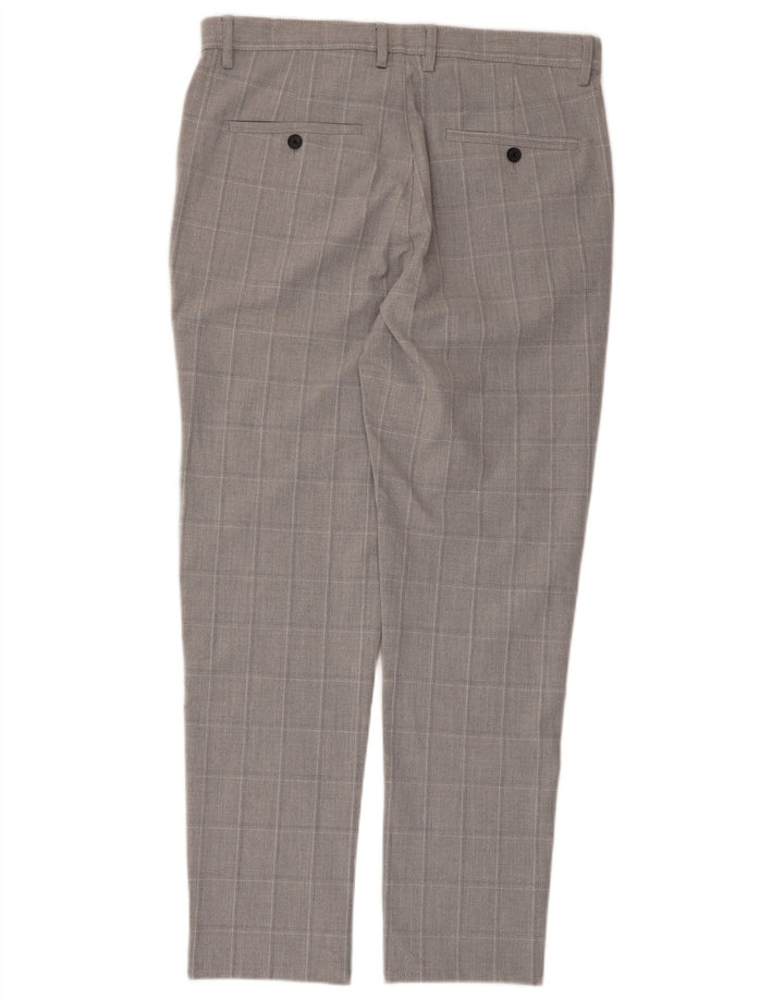 Zara Pantalon chino slim pour homme EU 40 Medium W31 L28 Gris à carreaux