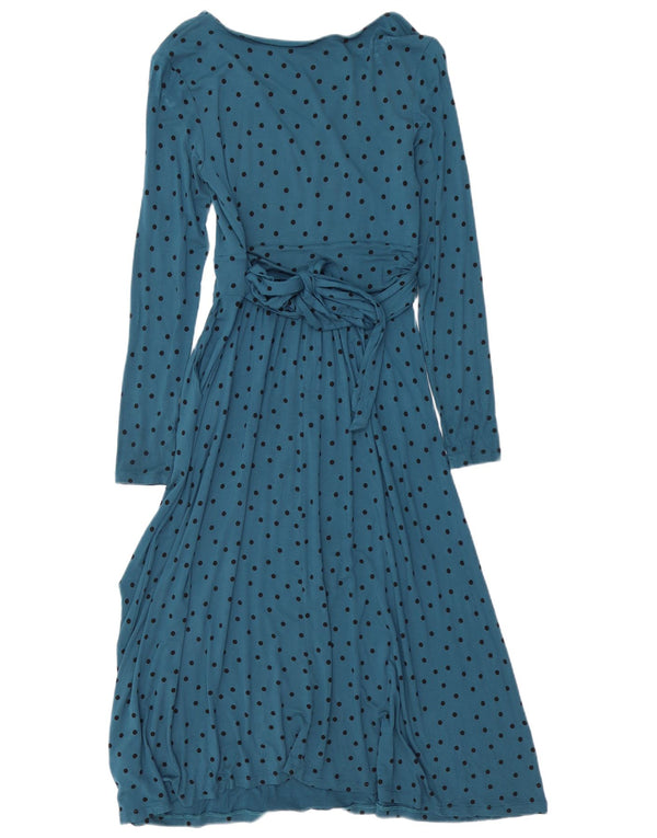 BODEN Robe longue à manches longues pour femme UK 8 Petit bleu à pois en viscose