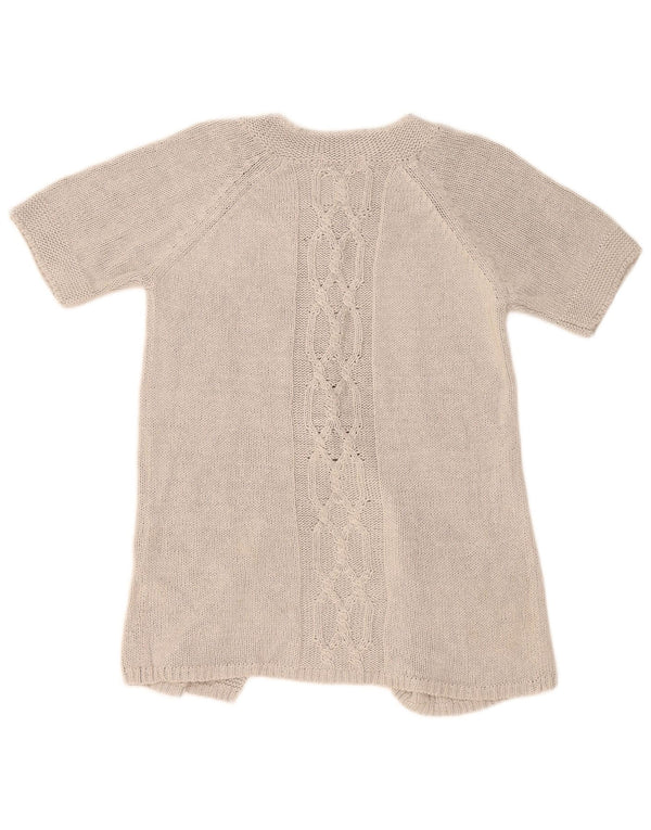 Marks & Spencer Pull cardigan à manches courtes pour femme UK 12 Argenté moyen