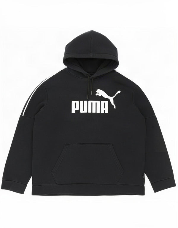 Puma Womens Graphic Oversized Hoodie Jumper UK 16 Large Black Colourblock