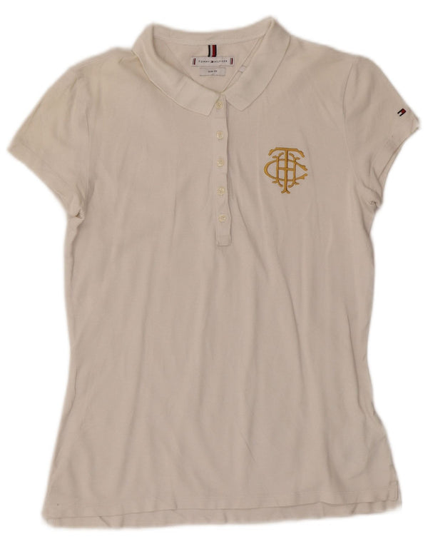 Tommy Hilfiger Polo Slim Fit pour femme UK 12 Coton blanc moyen