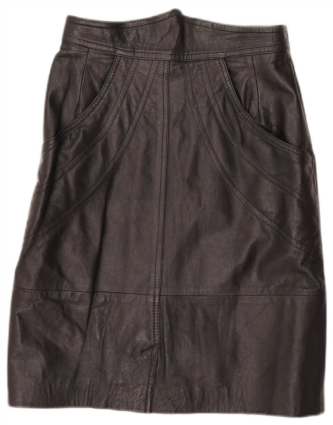 jupe en cuir femme vintage IT 42 Medium W27 Noir