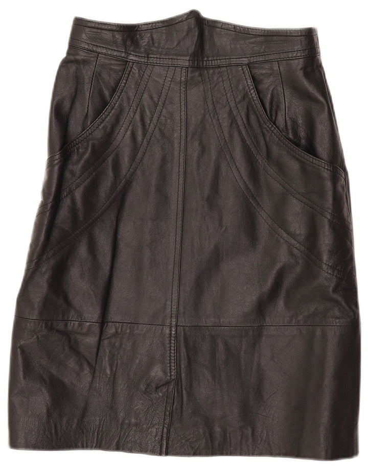 jupe en cuir femme vintage IT 42 Medium W27 Noir