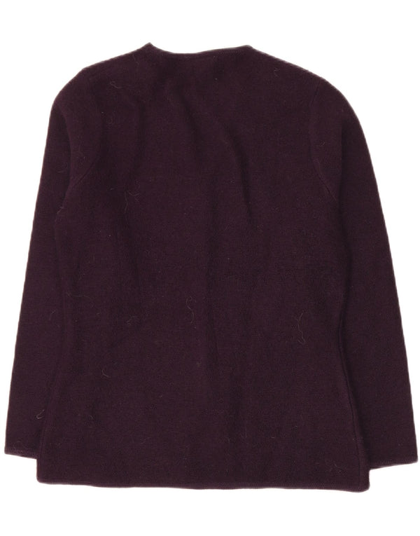 Laura Ashley Pull Cardigan pour Femme UK 12 Laine Florale Violet Moyen