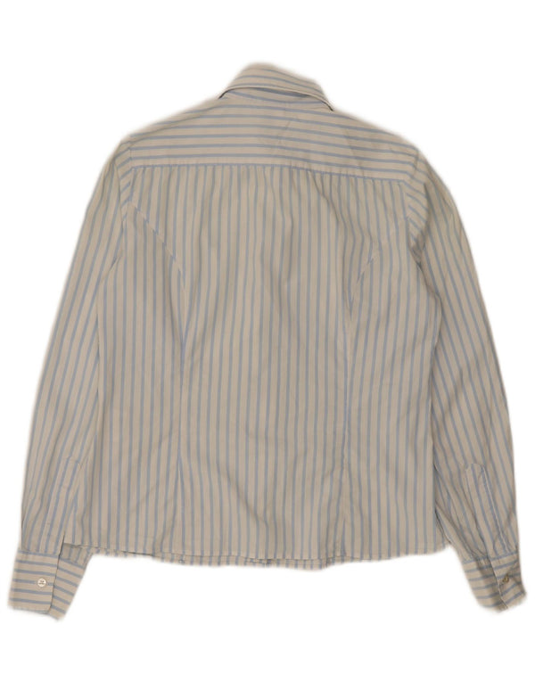 Fay Chemise Femme UK 10 Petit Coton Bleu à Rayures