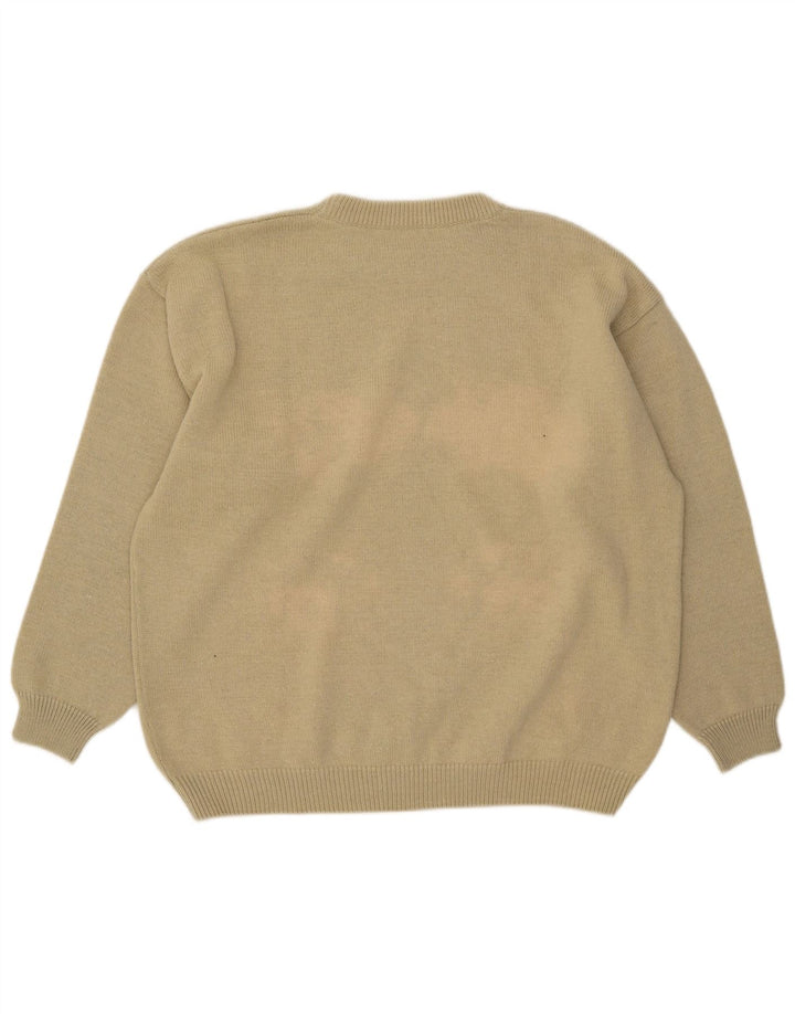 vintage Mens Crew Neck Jumper Pull IT 52 Grande laine beige
