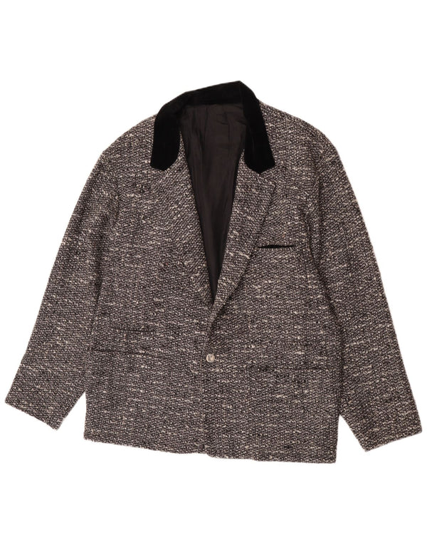 vintage Homme 1 Bouton Blazer Veste UK 40 Grand Gris Moucheté