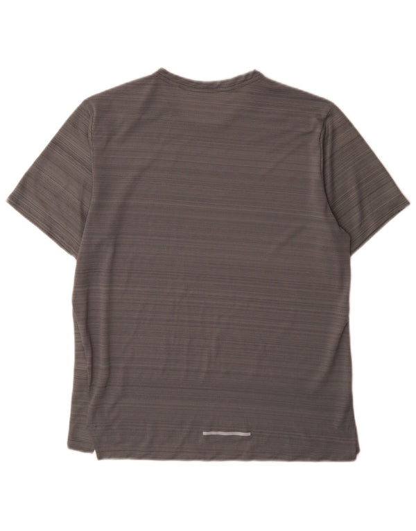 Nike Homme Dri Fit T-Shirt Haut Gris Moyen Rayé Polyester