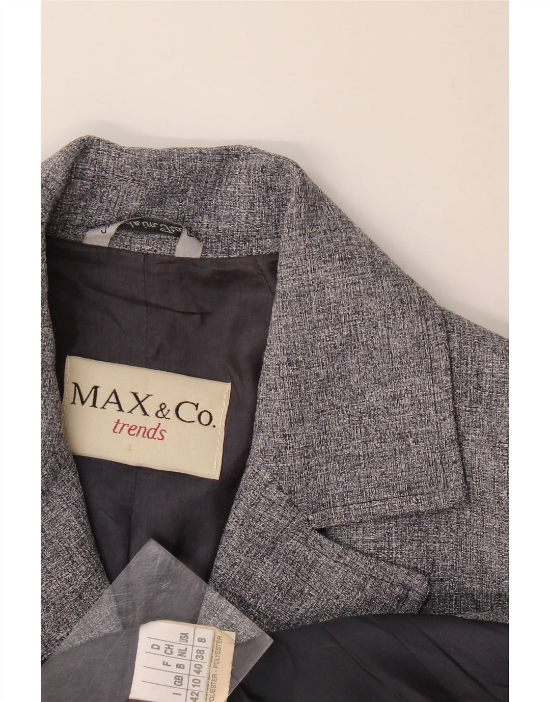 Max & Co. Veste blazer à 4 boutons pour femme UK 10 Small Gris Polyester