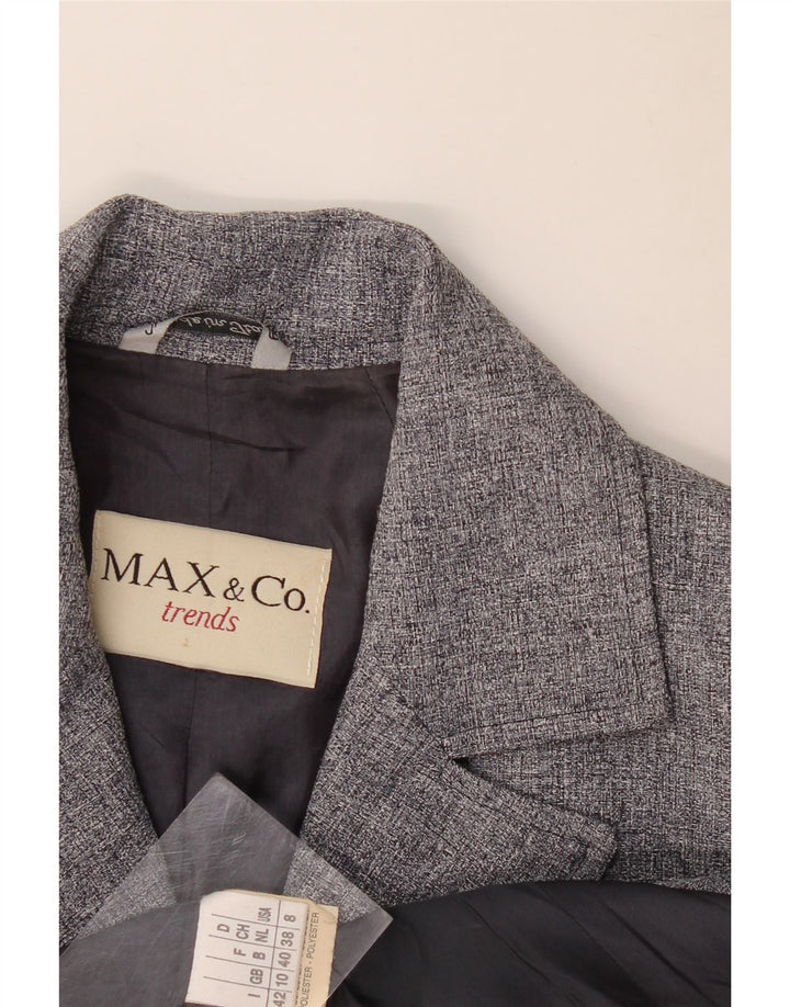 Max & Co. Veste blazer à 4 boutons pour femme UK 10 Small Gris Polyester