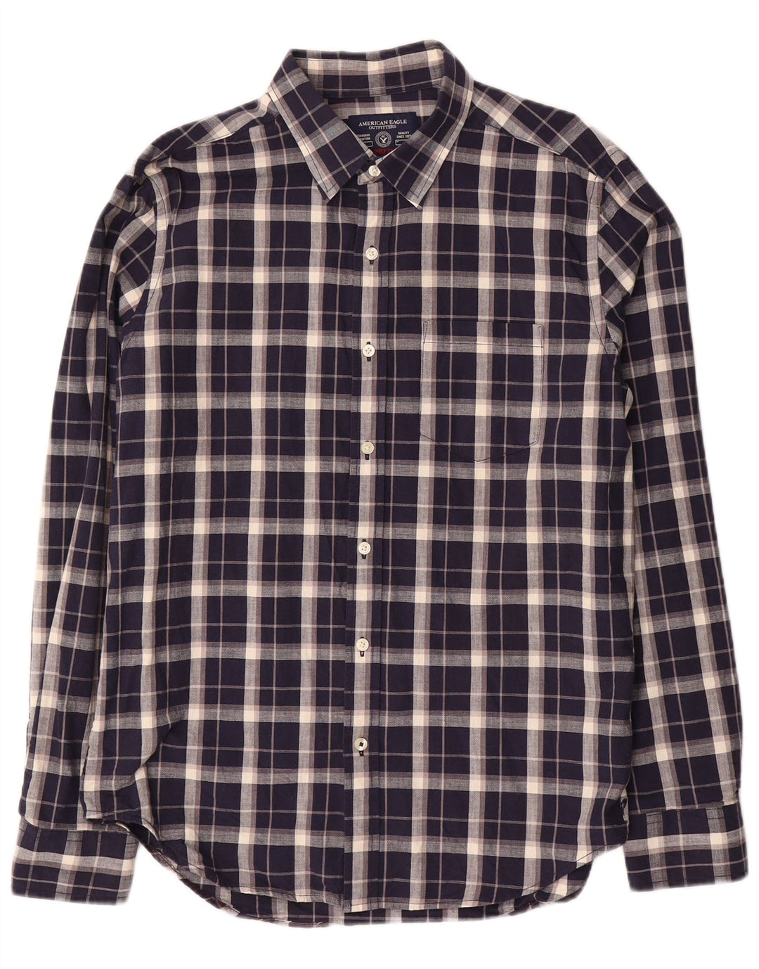 American Eagle Chemise Homme Bleu Marine Moyen Carreaux Coton