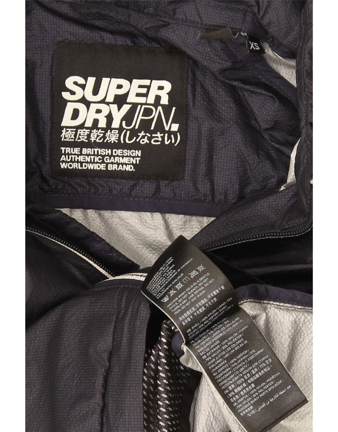 Superdry Veste de Pluie Homme UK 34 XS Bleu Marine Nylon