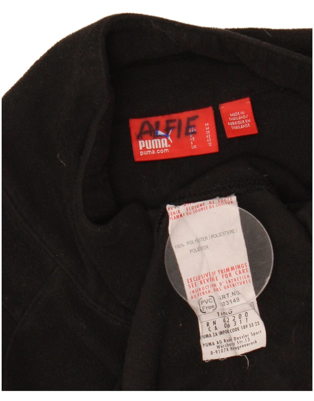 Puma Pull polaire à col zippé pour femme UK 12 Medium Noir Polyester
