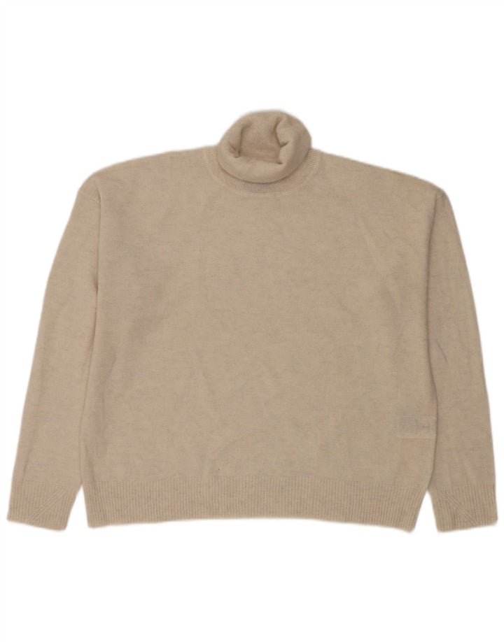 Superdry Pull surdimensionné à col roulé pour femme UK 14 Large Beige Laine