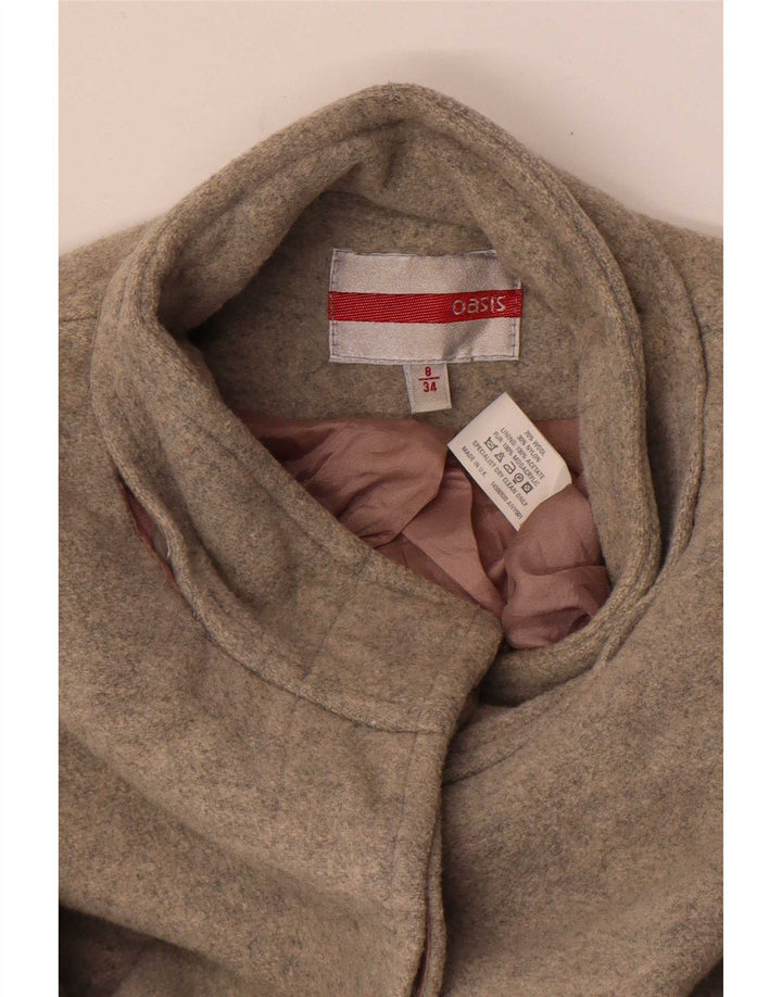 Oasis Manteau Femme UK 8 Petite Laine Grise