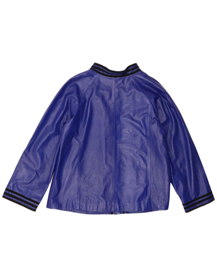 Veste en cuir femme vintage UK 14 Cuir bleu moyen