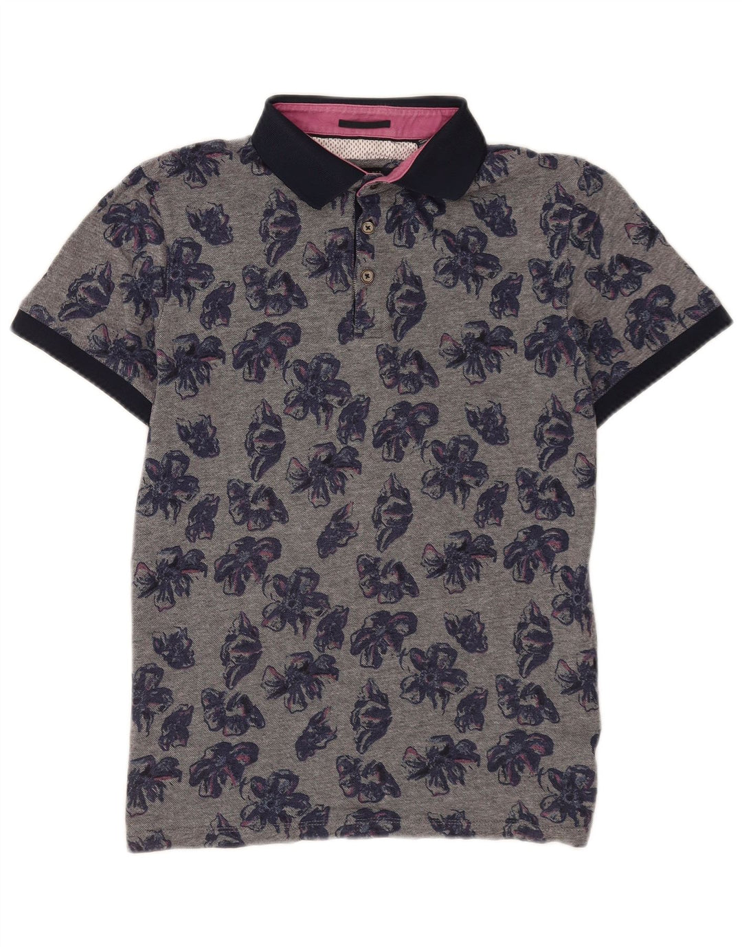 Ted Baker Polo Homme Taille 4 Grand Coton Floral Gris